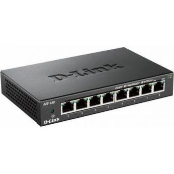 D-Link DES-108 8-Port 10/100 Fast Ethernet Unmanaged Desktop Switch (Black)
