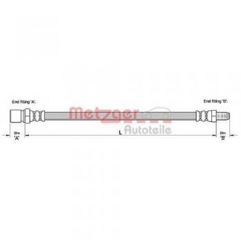 Latiguillo de freno Metzger 4111112 para Citroen Jumper, Fiat Ducato y Peugeot Boxer, delantero derecho