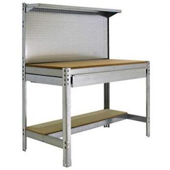 Banco de trabajo BT3 con cajón Simonwork Galva/Madera Simonrack 1445x1210x610 mms - Mesa de trabajo - Banco para taller 600 Kgs de capacidad por estante