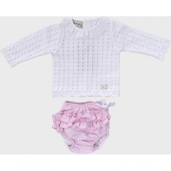 Conjunto de bebé niña rosa de algodón
