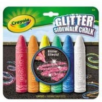 Crayola - Juego de 6 tizas para acera con purpurina lavable