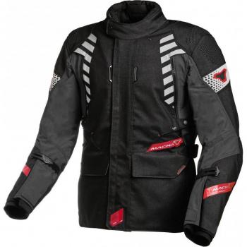 Macna Chaqueta de Moto Ultimax Negro-Rojo, chaqueta textil impermeable para motocicletas, color negro y rojo, tamaño 3XL