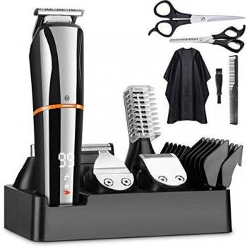 Cortapelos Hombre Profesional,Recortadora de barba,Maquina Cortadora de Pelo Recargable,Set de Multifunción Cortapelos/Nariz/Barba/Cara/Cuerpo y Máquina de Afeitar Precisión Impermeable 6 en 1