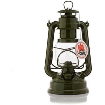 Lámpara de tormenta Feuerhand 276 Oliva - Acero galvanizado, altura 25.5 cm, incluye mecha