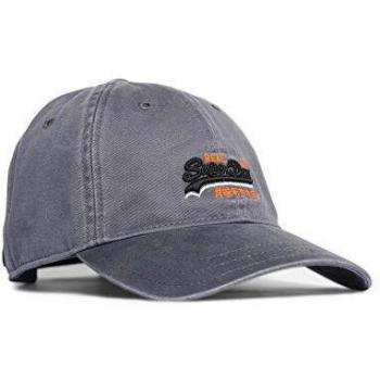 Superdry Hombre Gorra de Sarga Lavada de la colección Orange Label Gris 1SIZE