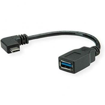 Adaptador USB Tipo C a USB Tipo A en Ángulo, 0.15 m, Negro, OTG