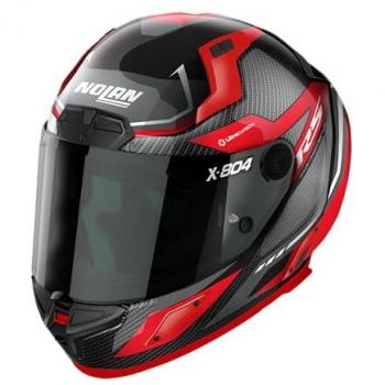 Nolan Casco Integral X-804 RS Ultra Carbon Rojo, Casco integral de motocicleta, diseño aerodinámico, construcción en fibra de carbono, sistema de ventilación avanzado, pantalla anti-rayaduras y resistente a los impactos, interior