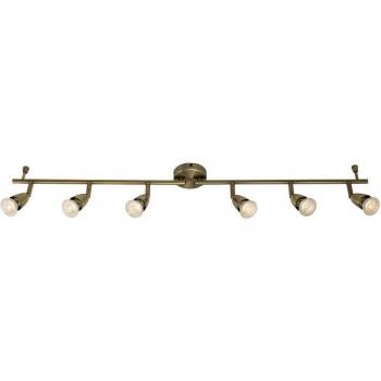 Amalfi Barra 6 focos Acero Latón envejecido, foco de techo ajustable de 6 luces en latón antiguo, compatible con bombillas GU10