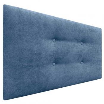 Cabecero Tapizado Aqualine de Polipiel o Tela Azul con 2 Hileras de Botones (90x50cm, para camas 70/80/90)