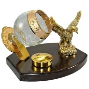 Cowa 600102-Calienta Copas para Brandy, Cognac y armañac, Cristal, Dorado y wengué, Centimeters