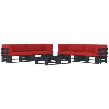 Muebles de palés 6 pzas y cojines madera pino impregnada negro