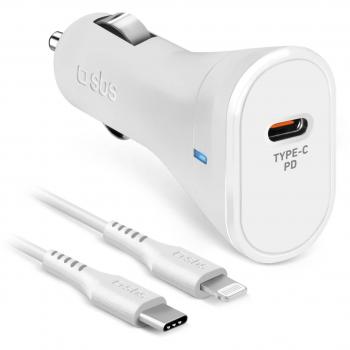 Cargador Rápido para Smartphone y Tableta SBS TECRKITPD20LIGW Blanco con Encendedor de Cigarrillos, Uso Interior y Adaptador de Auto