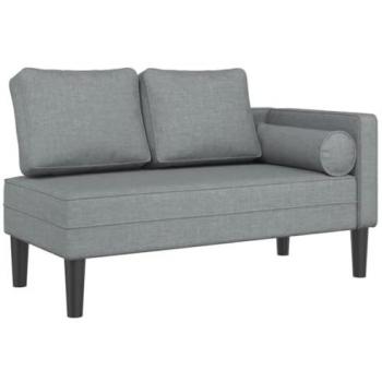 Sofá diván con cojines tela gris claro, Chaise Longue Silla, sofá tapizado, Tumbona, sofá de salón