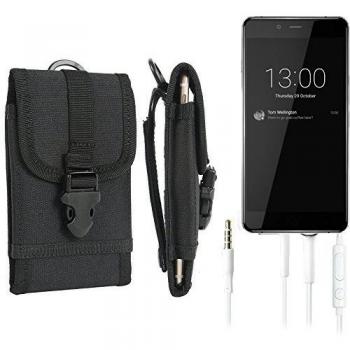bolsa del cinturón / funda para OnePlus X, negro + Auriculares | caja del teléfono cubierta protectora bolso - K-S-Trade
