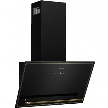 Campana Extractora Angular Klarstein Victoria 60 cm, 400 m³/h, Eficiencia Energética A++, Control Táctil, Pantalla LED, Silenciosa (52 dB), Negro y Oro