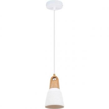 Efectoled Lámpara Colgante De Cerámica Y Madera Retilles Blanco