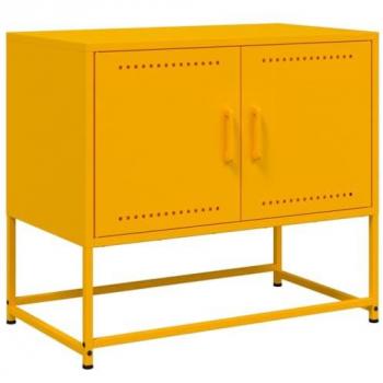 Mueble para TV de acero amarillo mostaza 68,5x39x60,5 cm