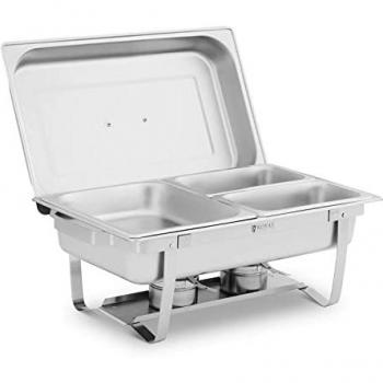 Chafing Dish Rechaud GN 1/2 - 2 x GN 1/4 - 9 L con 2 Contenedores de Combustible - Dimensiones: 295 x 235 x 60 mm y