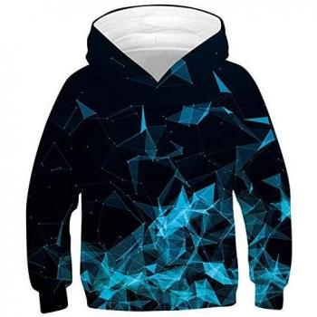 SunFocus Sudadera con Capucha para niños niños Estampado 3D Divertido Estrella gráfico Sudadera Negra Jersey de Manga Larga para niñas con Bolsillo para Otoño Invierno XL