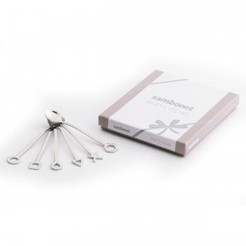 Sambonet Geometric Set de Cucharas de Party, 6 Pzas, Diversos Diseños, Cucharas para Degustar, Cucharas para Servir, Cucharas Gourmet, 52550C61