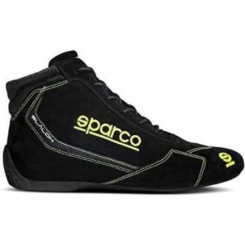 Botines Racing Sparco SLALOM Negro, características: diseño de carrera, material sintético, suela antideslizante, cierre con cordones, refuerzo en la puntera y talón, ajuste ceñido al tobillo
