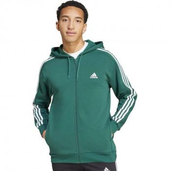 adidas 3-Stripes Fleece Full Zip Hoodie - Green - Size S