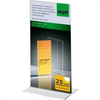 Sigel TA224 Soporte de sobremesa, recto, acrilico resistente a UV, para DL, 1 unds