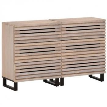 Aparador 2 piezas madera maciza de mango 60x34x75 cm