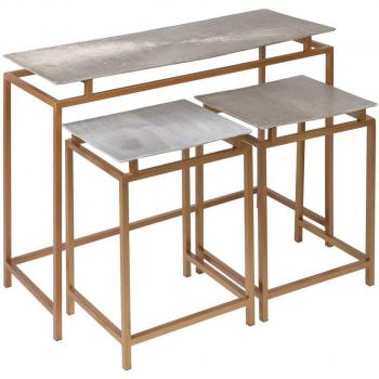 Recibidor Dorado de Metal Plata 109 x 38,1 x 78,7 cm (3 Unidades)