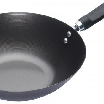 Wok Antiadherente de Acero Carbono 26.5cm - Negro