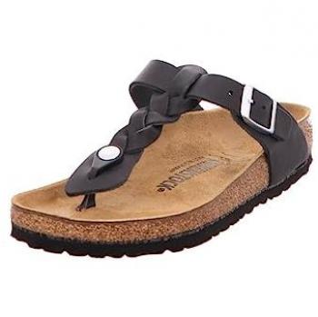 Birkenstock Gizeh Sandalias de Cuero Negras con Diseño Trenzado para Mujer - Talla 36 EU