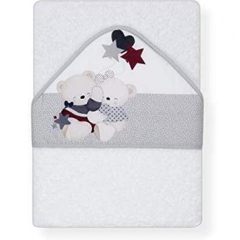 Capa de Baño Bordada Volamos Baby Blanco Gris