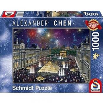 Puzzle 1000 Pieces - Fireworks at the Louvre by Alexander Chen