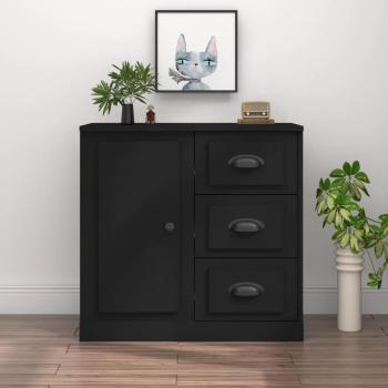 Armario aparador de madera contrachapada negro 70x35,5x67,5 cm