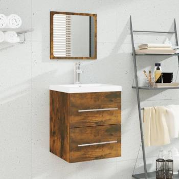 Mueble de baño con lavabo integrado Multicapa Madera Humo Roble