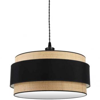 Colgante Kandy 2xe27 Natural/negro Regx50x50 Cm - Estilo Moderno