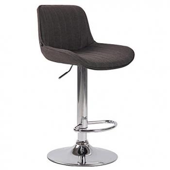 Taburete de Bar Lentini en Tela Gris Oscuro con Base Cromada, Altura Ajustable y Giratorio 360°