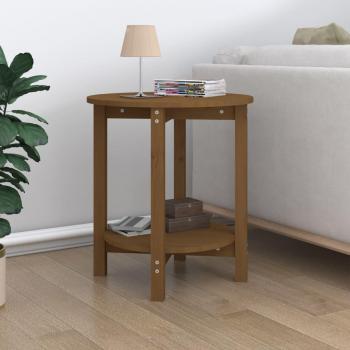 Mesa de estar ámbar Ø 55x60 cm en madera maciza de pino marrón miel