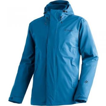 Maier Sports Metor 3-in-1 Men's Jacket, Sapphire Blue, Waterproof and Windproof with Zipper Pockets and Hood