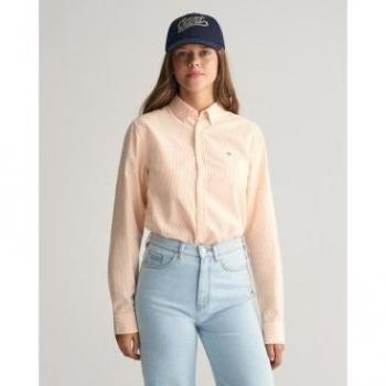 Camisa Oxford de rayas amarillas para niños Gant con manga larga