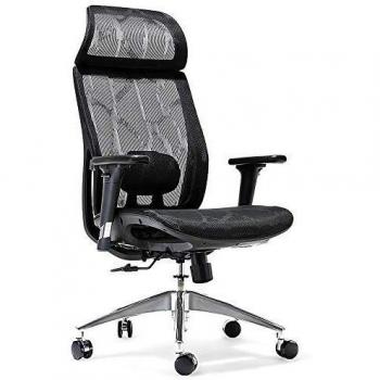 Amazon Brand – Umi Silla ergonomica Oficina Silla de Escritorio con Respaldo Alto y reclinable de Malla Transpirable-con Soporte Lumbar Regulable-reposabrazos 3D y Ruedas giratorias 360°