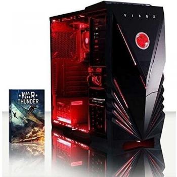 VIBOX Vision 2SL Gaming PC - 3,9GHz CPU 2-Core AMD, Ordenador de sobremesa para oficina Gaming vale de juego, con unidad central, Iluminaciàn interna rojo