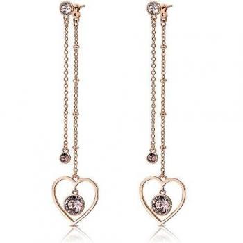 Brosway Orecchini Donna lunghi Sight in Acciaio Oro Rosa e cristalli Rosa BGH24