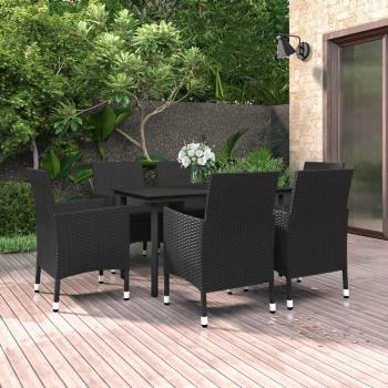 7 Piece Garden Dining Set with Cushions, Poly Rattan and Glass