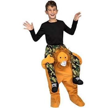 Disfraz de León a hombros para niños, tipo Ride-On, color marrón, talla 10-12 años