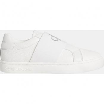 Calvin Klein Women's Chic White Elastic Band Sneakers - EU41/US11, Polyester, Size: 11 US