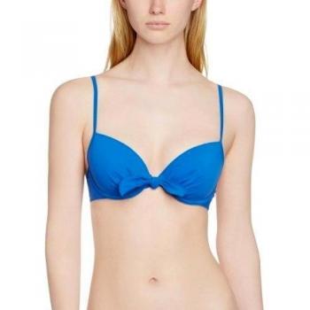 Lepel - Parte de arriba de bikini con aros liso para mujer, color azul, talla talla inglesa: 38 c