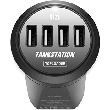 equinux tizi Tankstation 4x MEGA Toploader - Cargador USB múltiple como Toploader para instalación en mueble con tecnología Auto Max Power