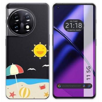 Funda Silicona Transparente para Oneplus 11 5G con Diseño de Playa y Dibujos
