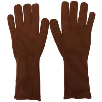 Dolce & Gabbana Brown Cashmere Knitted Men's Gloves - Size 9 (M) with Logo Detail